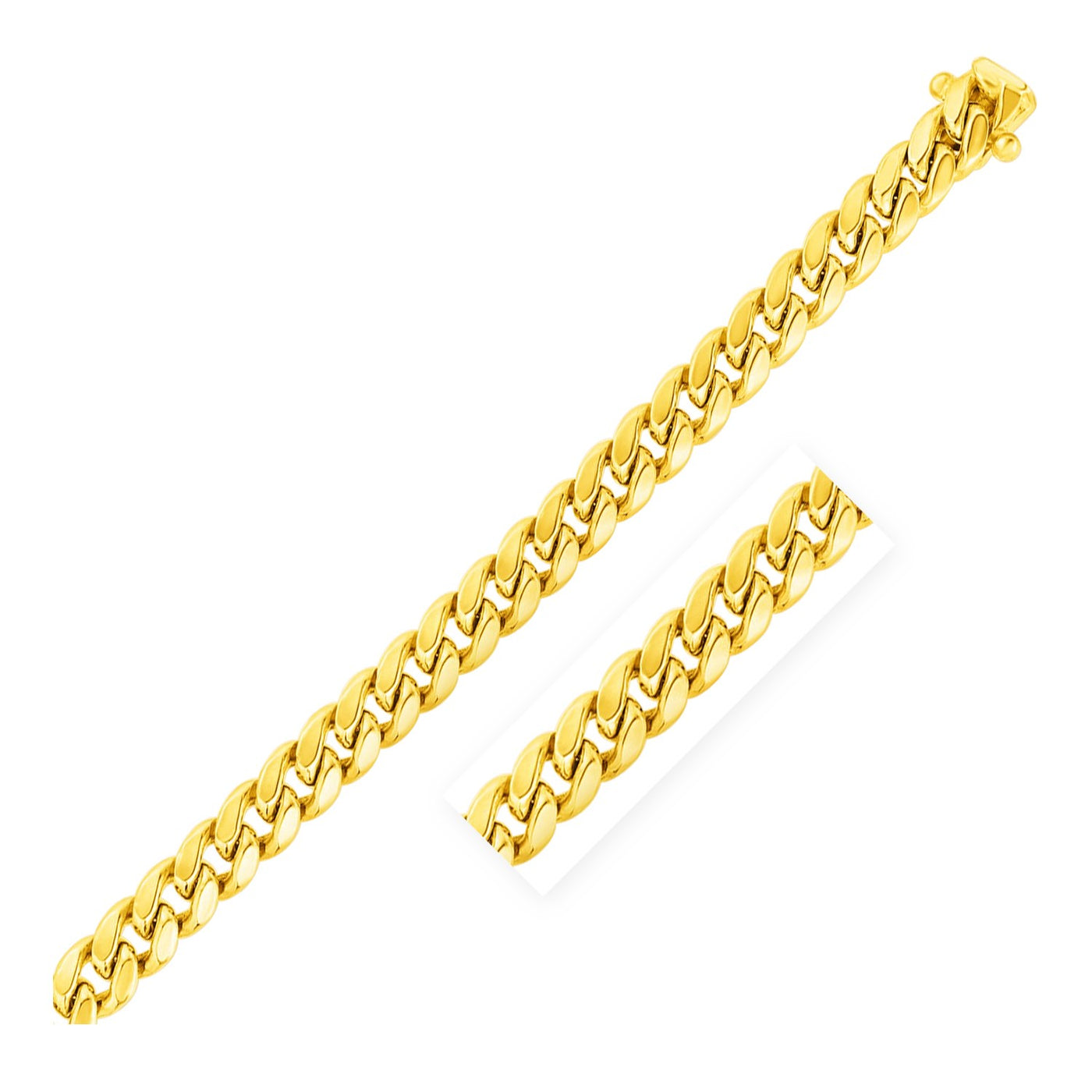 9mm 14k Yellow Gold Semi Solid Miami Cuban Bracelet