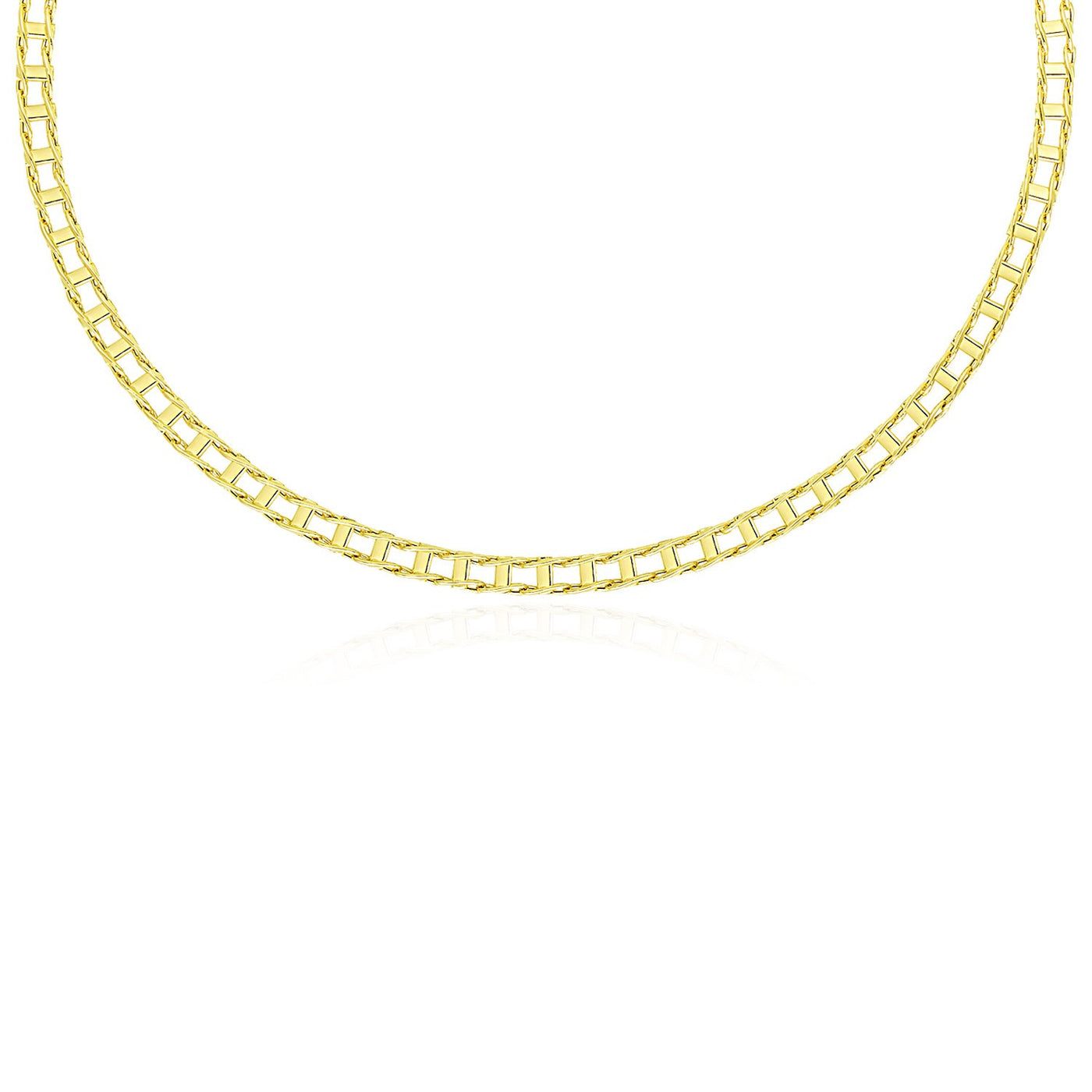14k Yellow Gold Men's Necklace with Track Design Links