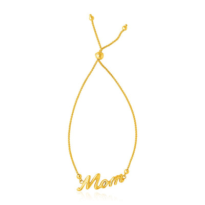 14k Yellow Gold MOM Style Lariat Bracelet