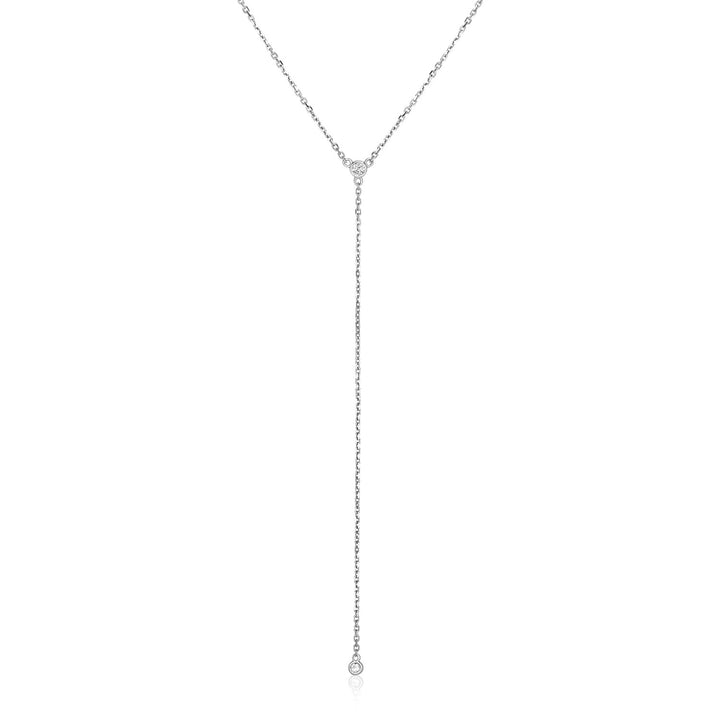 14k White Gold 20 inch Lariat Necklace with Diamonds