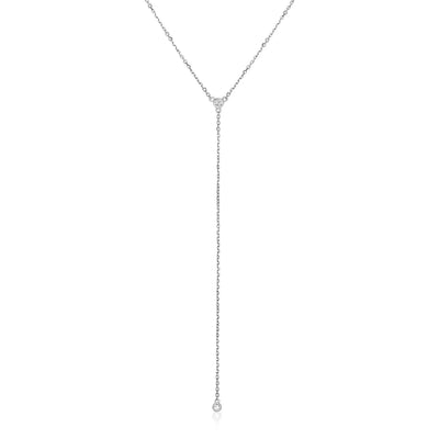 14k White Gold 20 inch Lariat Necklace with Diamonds
