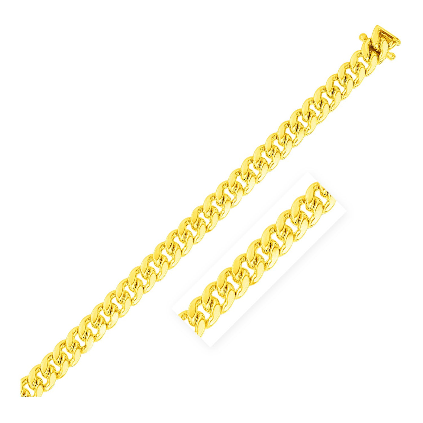 7mm 14k Yellow Gold Classic Miami Cuban Solid Bracelet