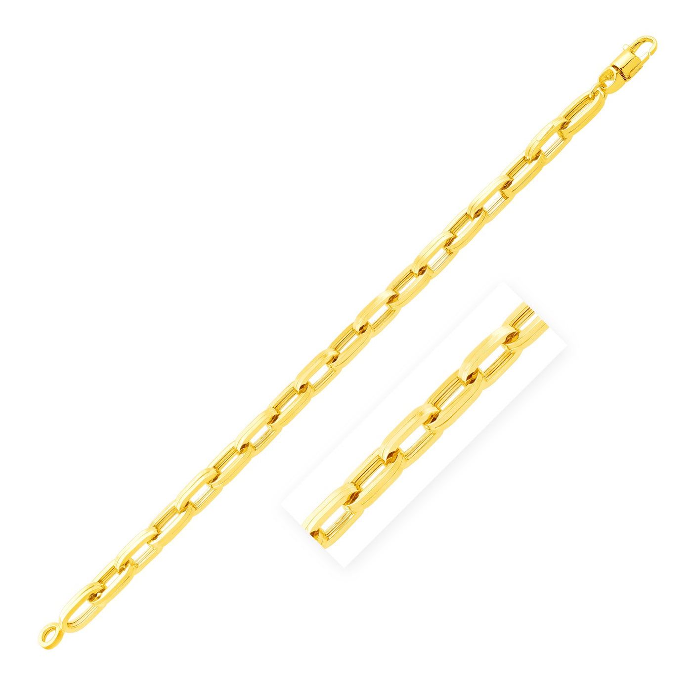 14k Yellow Gold 8 1/2 inch Mens Wide Paperclip Chain Bracelet