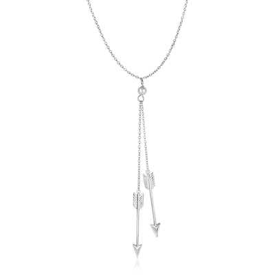 Sterling Silver 18 inch Lariat Necklace with Two Arrows