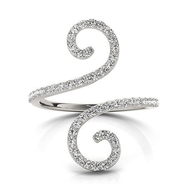 14k White Gold Diamond Open Flourish Style Ring (1/2 cttw)