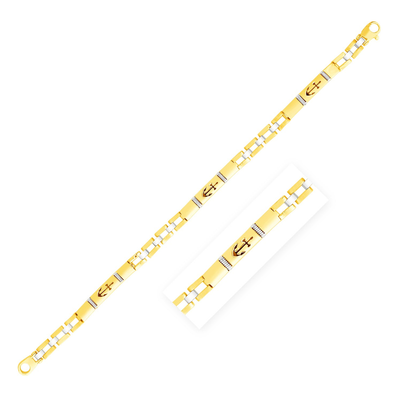 14k Yellow Gold Link Bracelet with Anchors