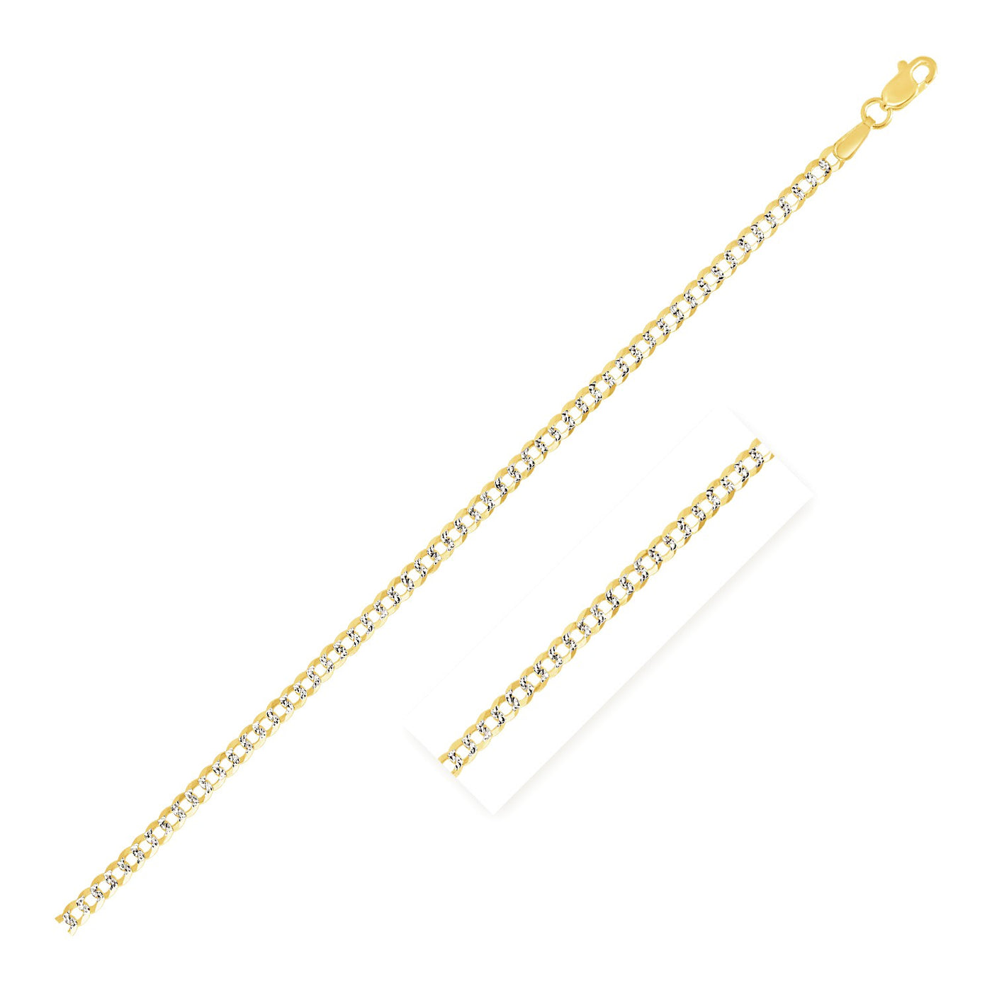 2.6mm 14k Two Tone Gold Pave Curb Chain