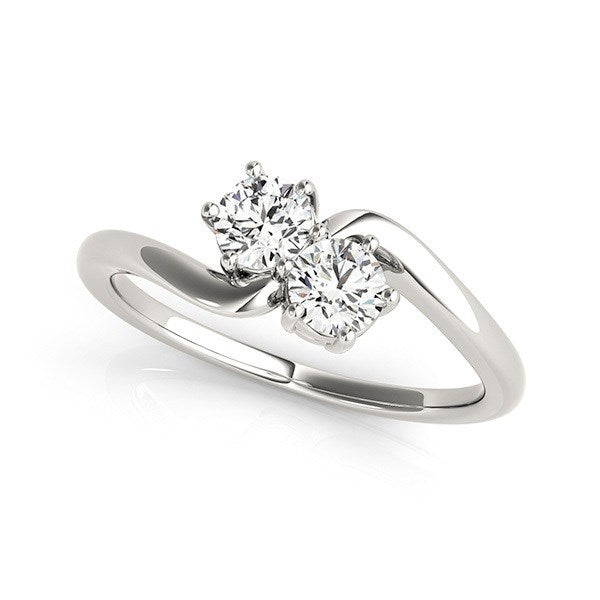 14k White Gold Solitaire Two Stone Diamond Ring (1/2 cttw)