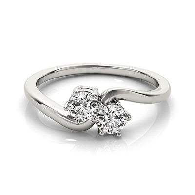 14k White Gold Solitaire Two Stone Diamond Ring (1/2 cttw)