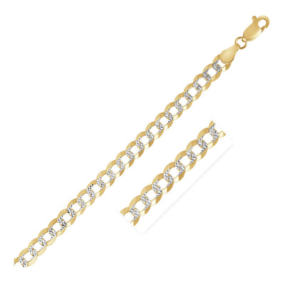 3.6mm 14k Two Tone Gold Pave Curb Chain