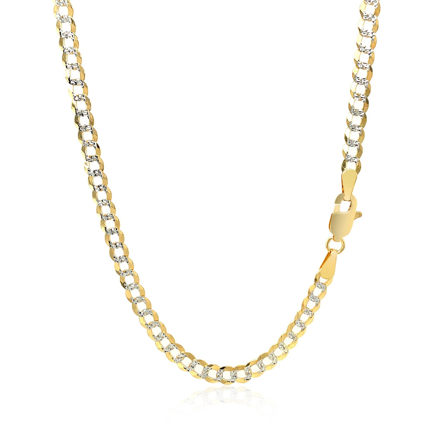 3.6mm 14k Two Tone Gold Pave Curb Chain